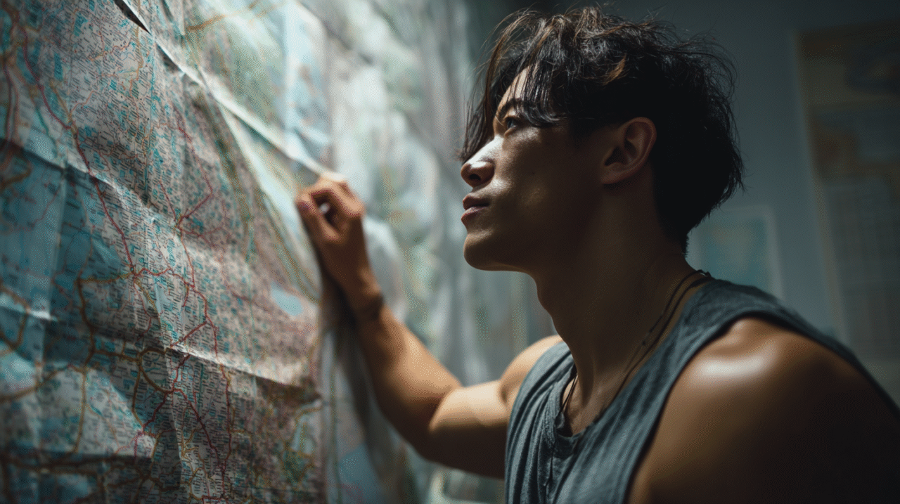 地図を見る男性