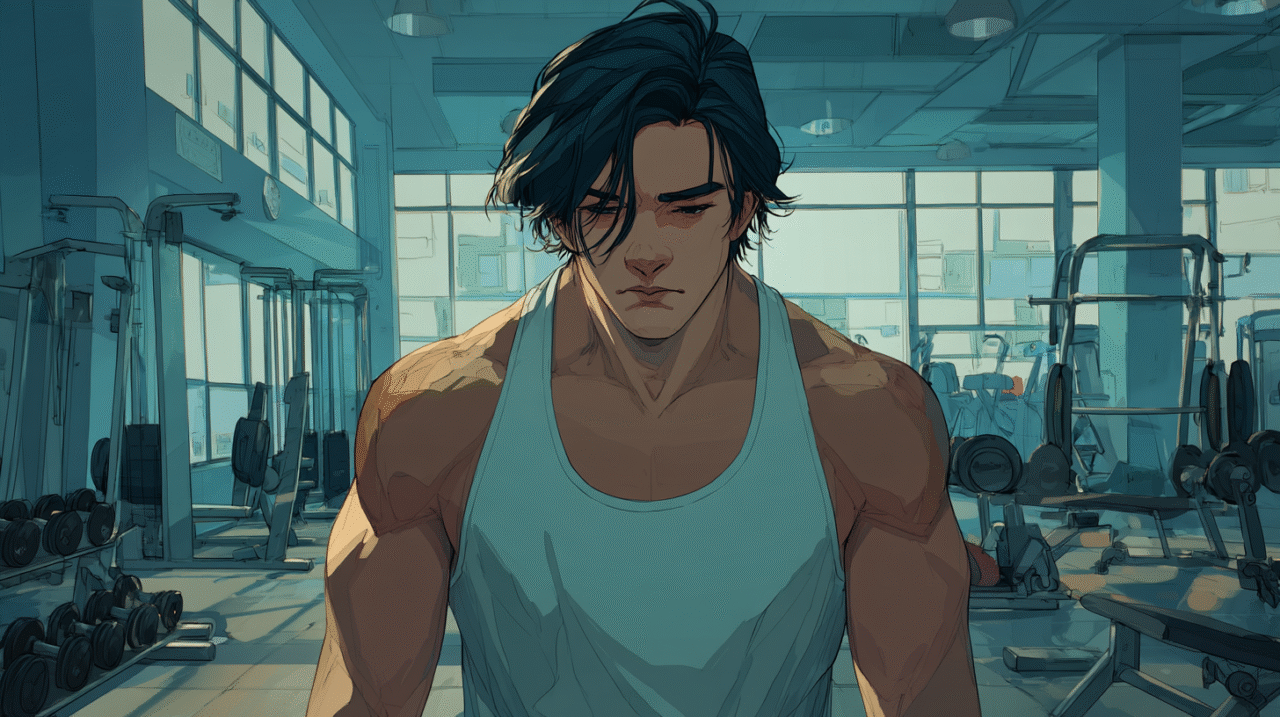 トレーニング中の男性